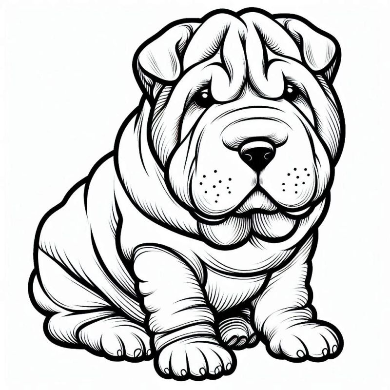 Filhote de Shar Pei: Um Desenho Charmoso para Colorir