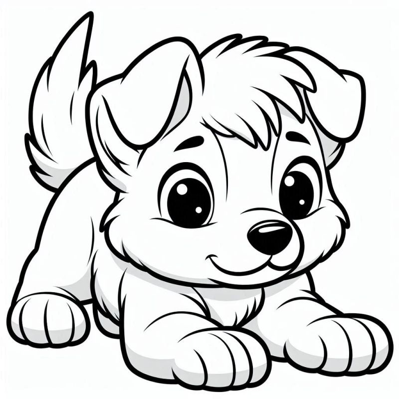 Desenho de Filhote de Cachorro Adorável para Colorir
