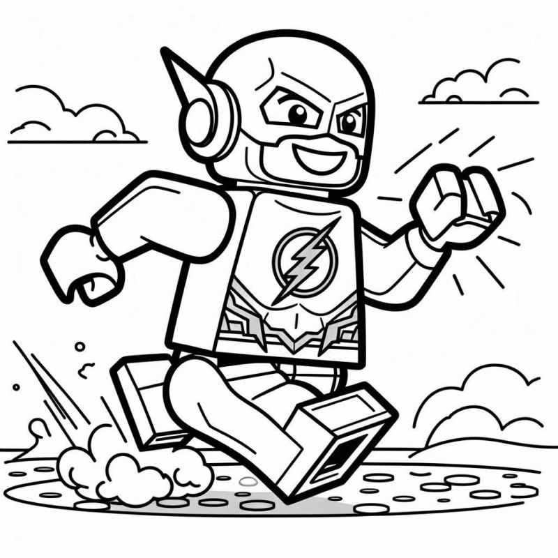 Desenho do Flash LEGO em Ação para Colorir