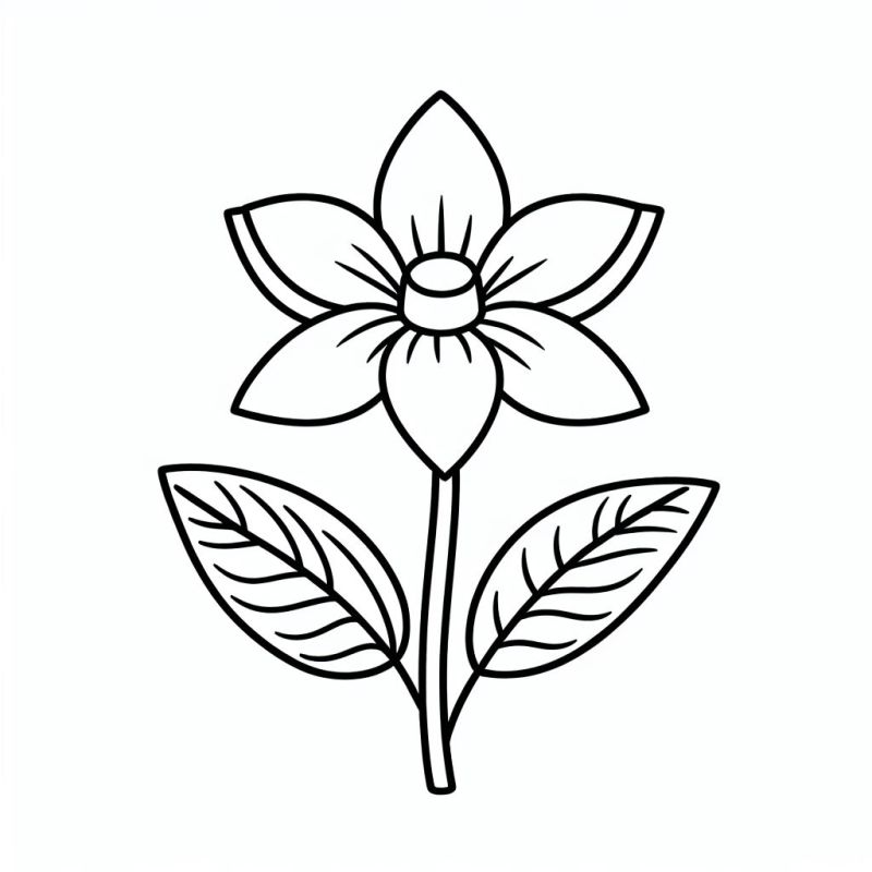 Desenho de flor simples e simétrica para colorir