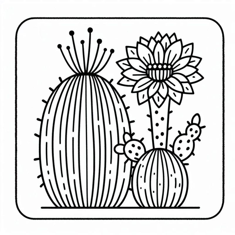 Lindo Desenho de Cactos para Colorir