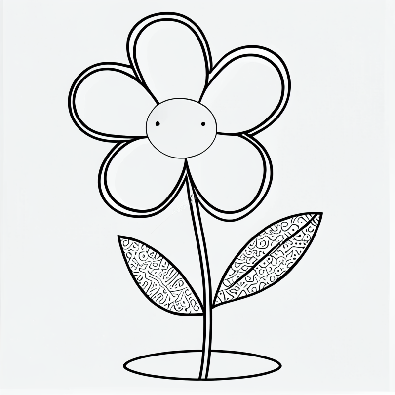Desenhos para colorir de desenho de uma flor com três folhas para colorir  