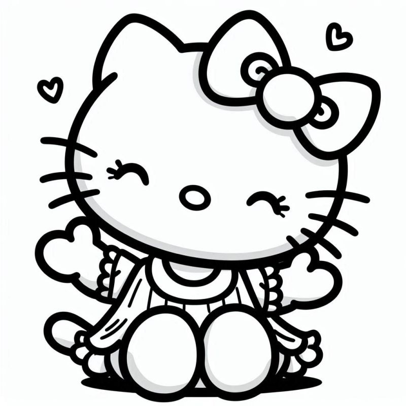 Desenho da Hello Kitty Fofinha para Colorir