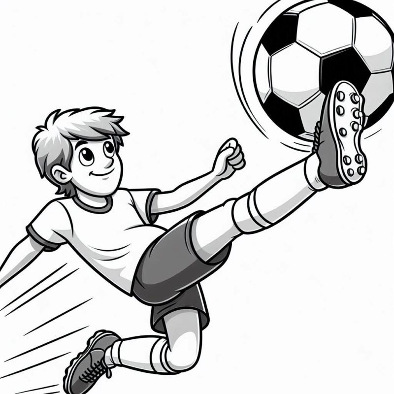 Desenho de Menino Jogando Futebol para Colorir