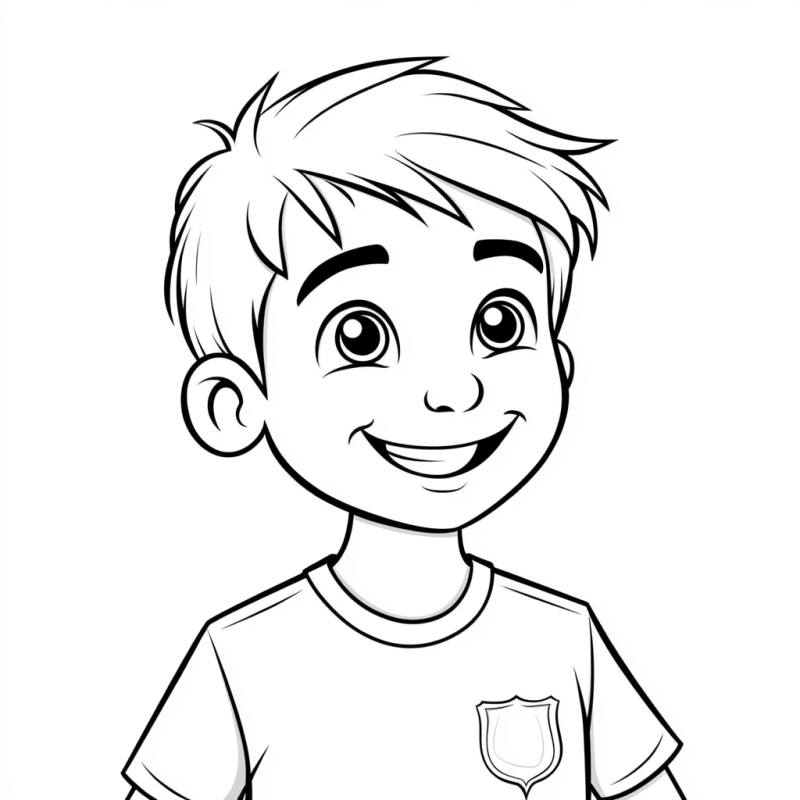 Desenho de Menino Alegre no Futebol para Colorir