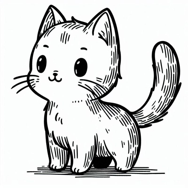 Desenho de Gatinho Fofo para Colorir