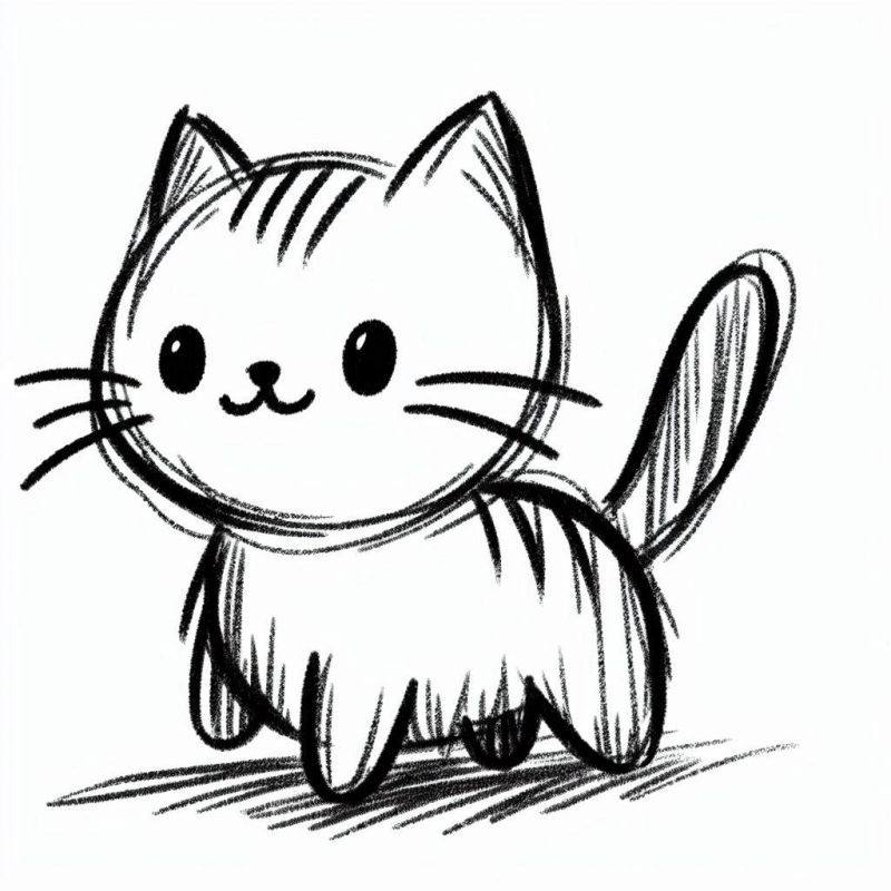 Desenho de Gato Simplificado para Colorir