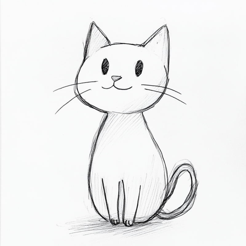 Desenho Simples e Adorável de Gato para Desenhar