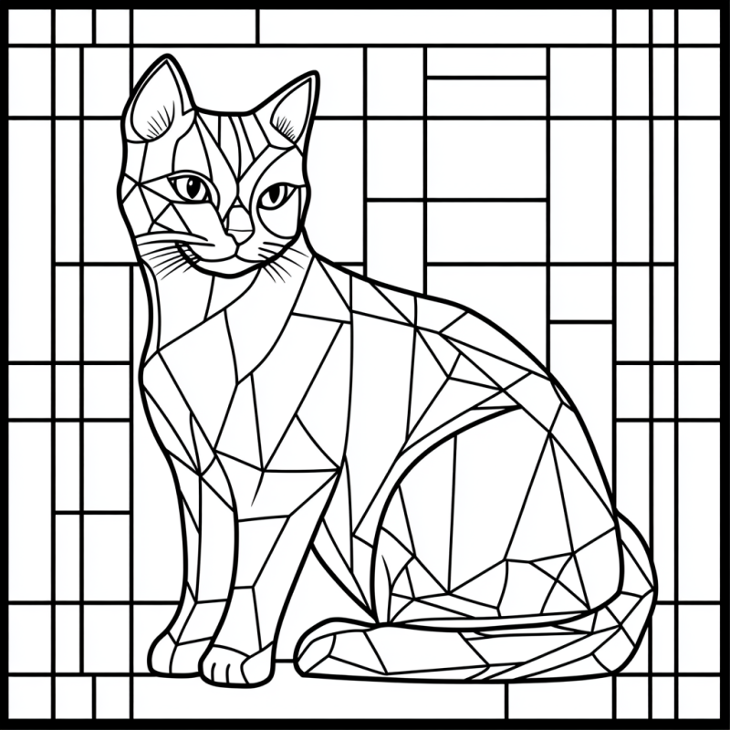 Desenhe e Relaxe com o Gato em Mosaico