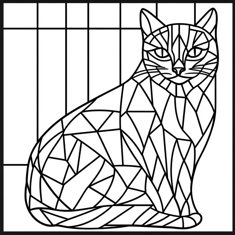 Colorir Um Gato em Estilo Mosaico