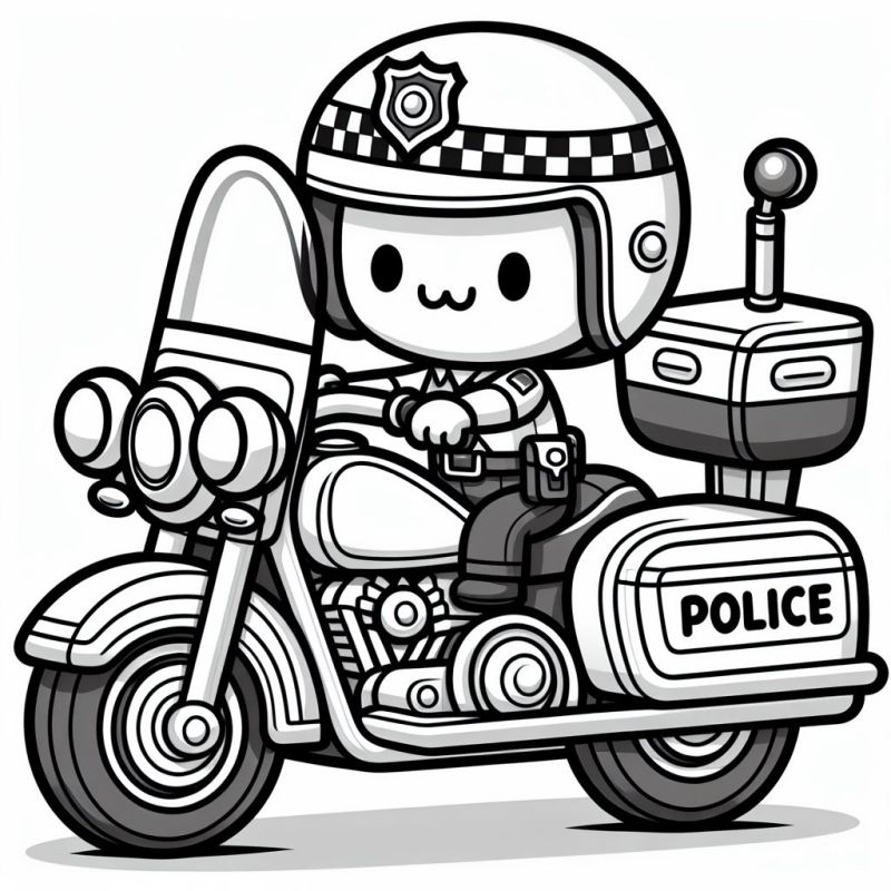 Colorindo o Gato Policial em Motocicleta