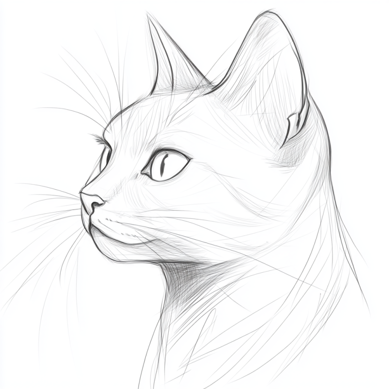 Desenho Realista de Gato Visto de Perfil para Colorir