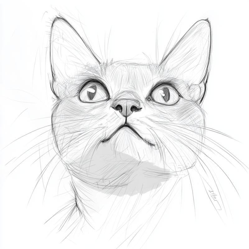 Desenho Realista de Gato em Close-up para Colorir