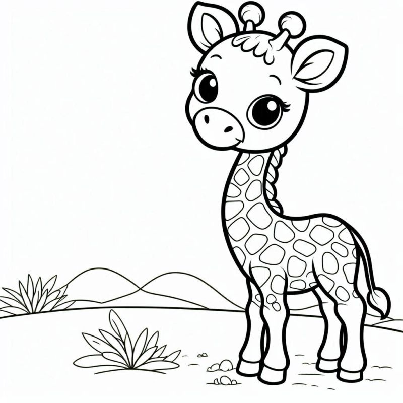 Desenho de Girafa Fofa para Colorir