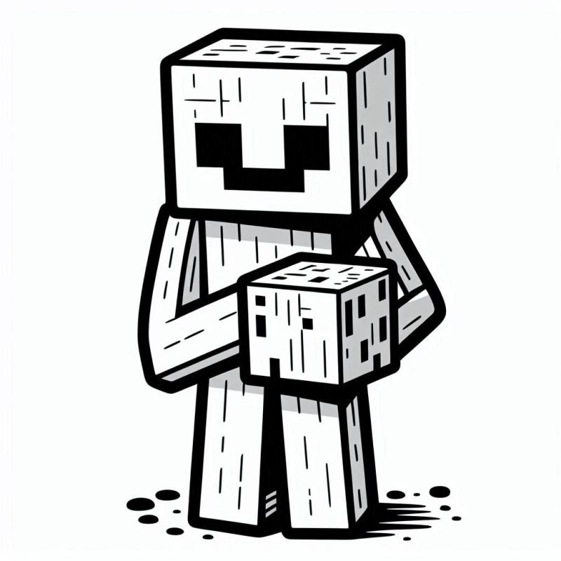 Desenho de Golem Minecraft para Colorir