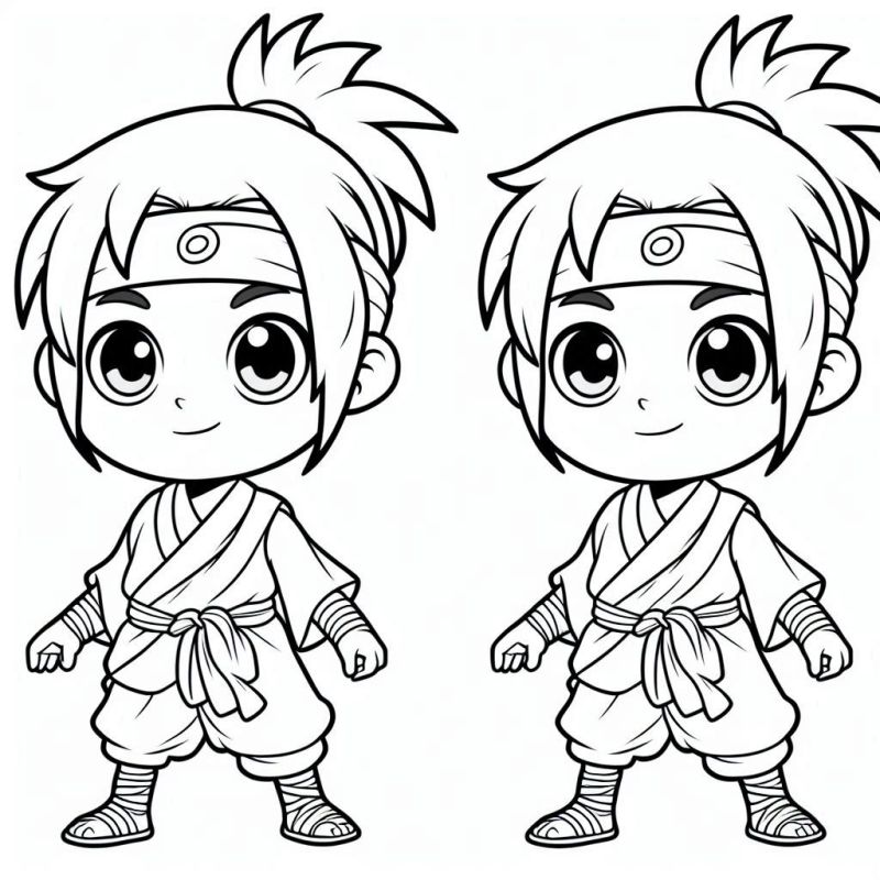 Desenho de Guerreiros Chibi para Colorir