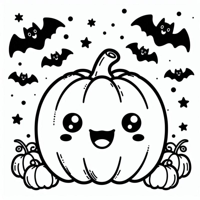 Desenho de Abóbora Divertida e Fofa para Colorir – Halloween