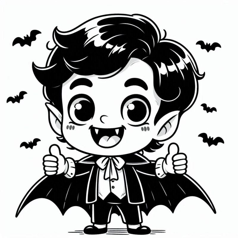 Desenho de Vampiro Chibi Divertido para Colorir