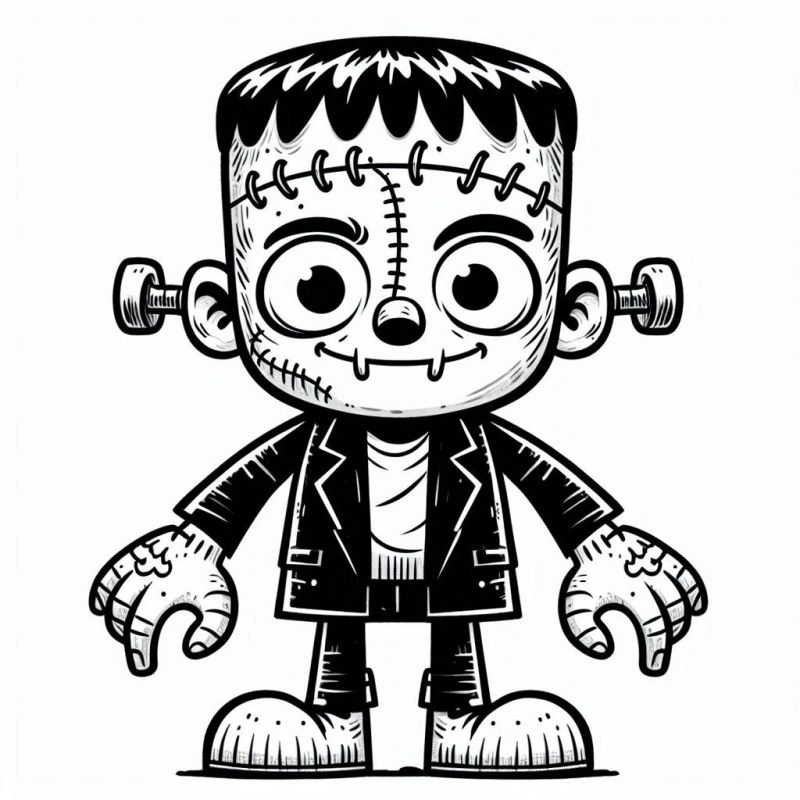 Desenho de Monstro Frankenstein Lúdico para Colorir