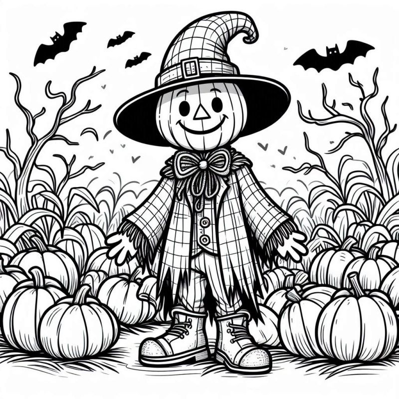 Desenho de Espantalho para Colorir no Halloween