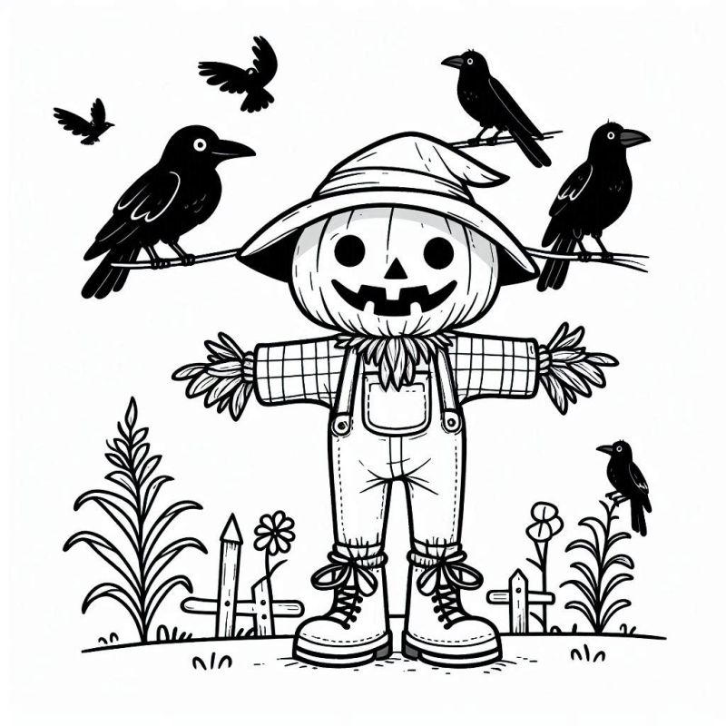 Desenho de Espantalho de Halloween para Colorir