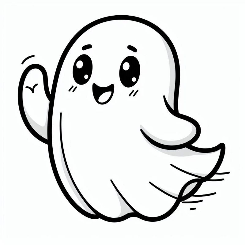 Desenho de fantasma divertido para colorir no Halloween