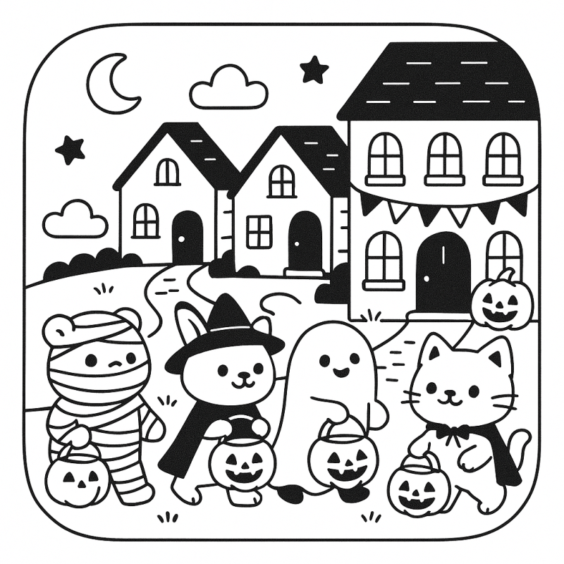 Halloween Fofo: Desenho para Colorir no Estilo Boobie Goods
