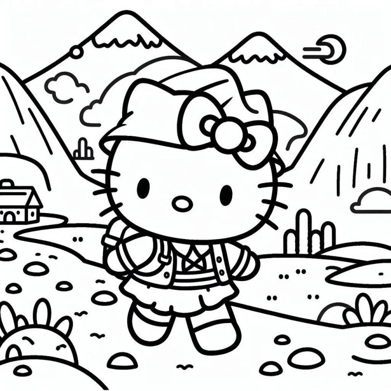 Hello Kitty: Aventura Campestre para Colorir