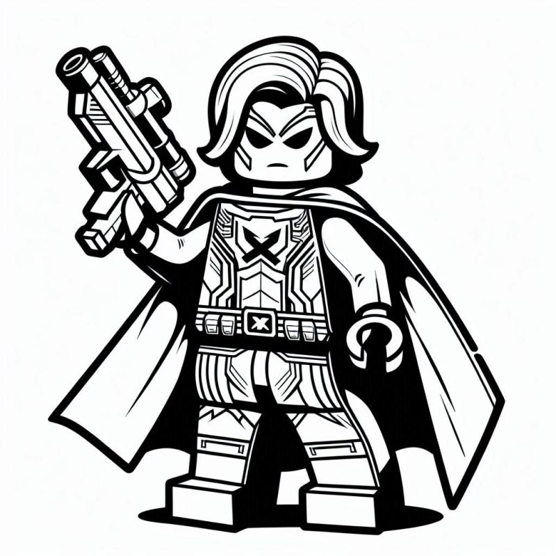 Desenho de Guerreiro Lego Imponente para Colorir