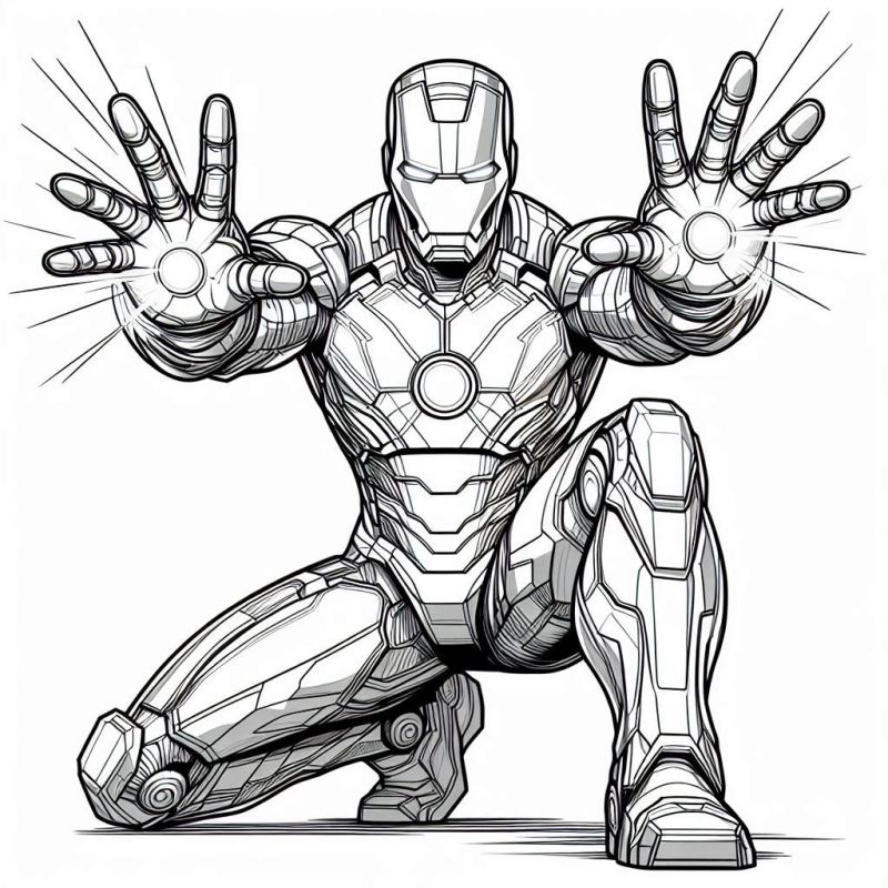 Desenho do Iron Man em Pose Heroica para Colorir