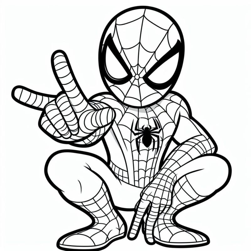 Colorindo o Homem-Aranha em Pose de Ação