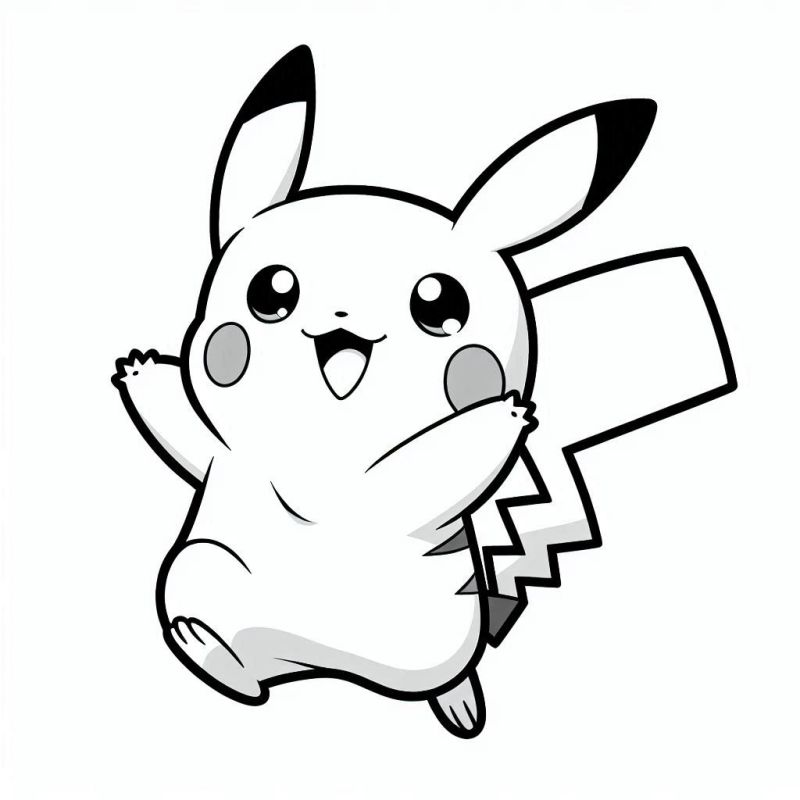 Desenho de Pikachu Pulando Alegre para Colorir