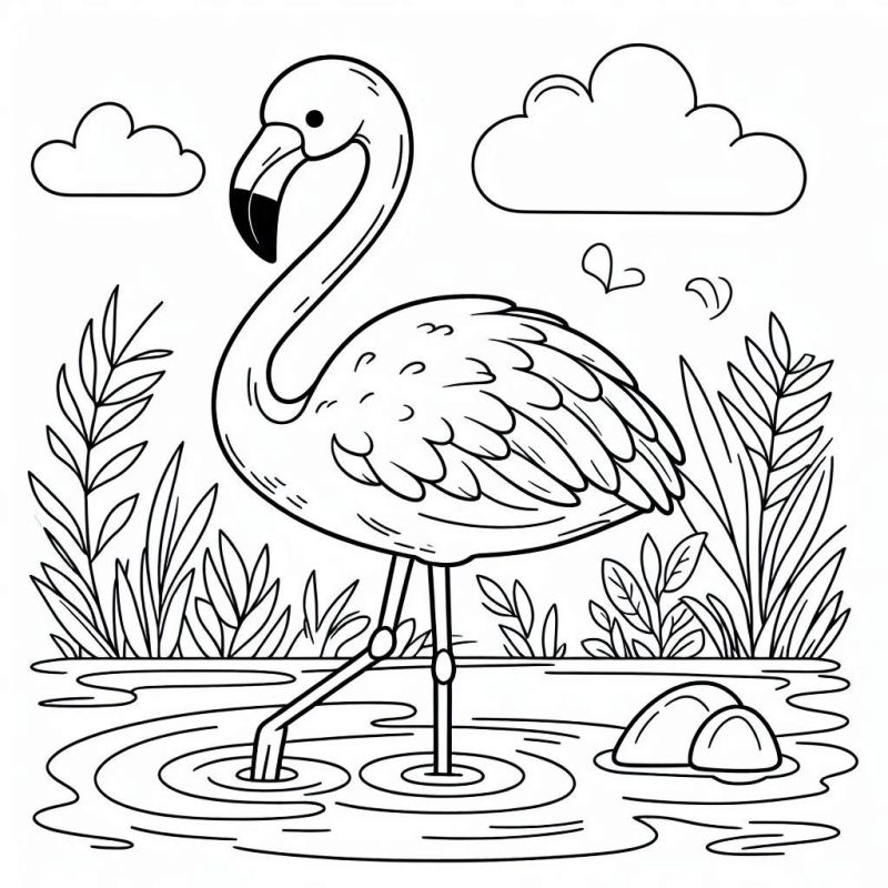 Desenho de Flamingo para Colorir