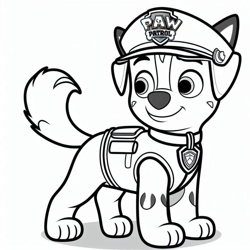 Desenho de cachorro amigável da Patrulha Canina para colorir