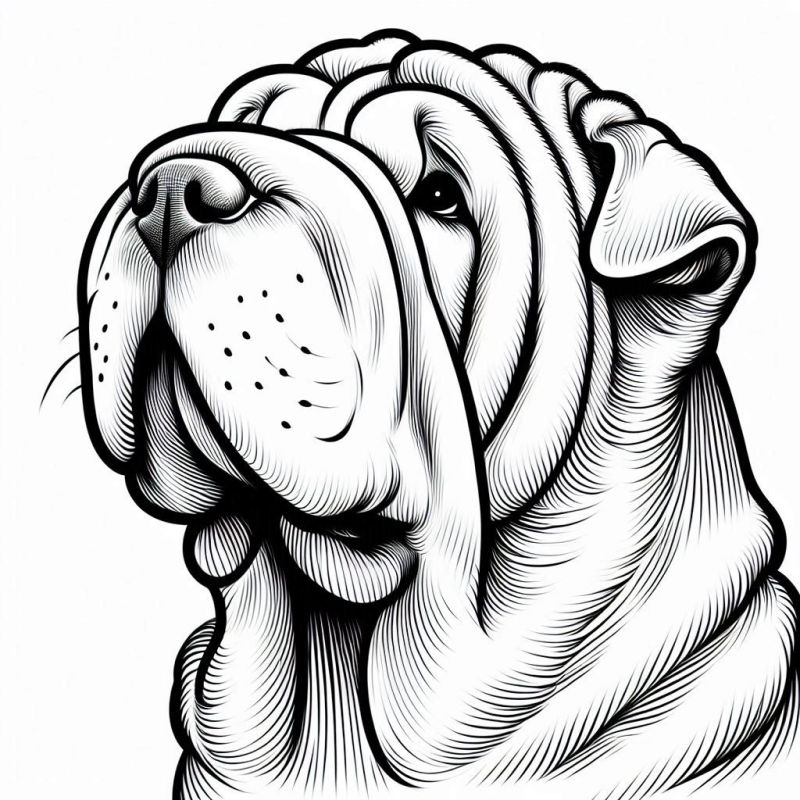 Desenho Detalhado de Shar Pei para Colorir