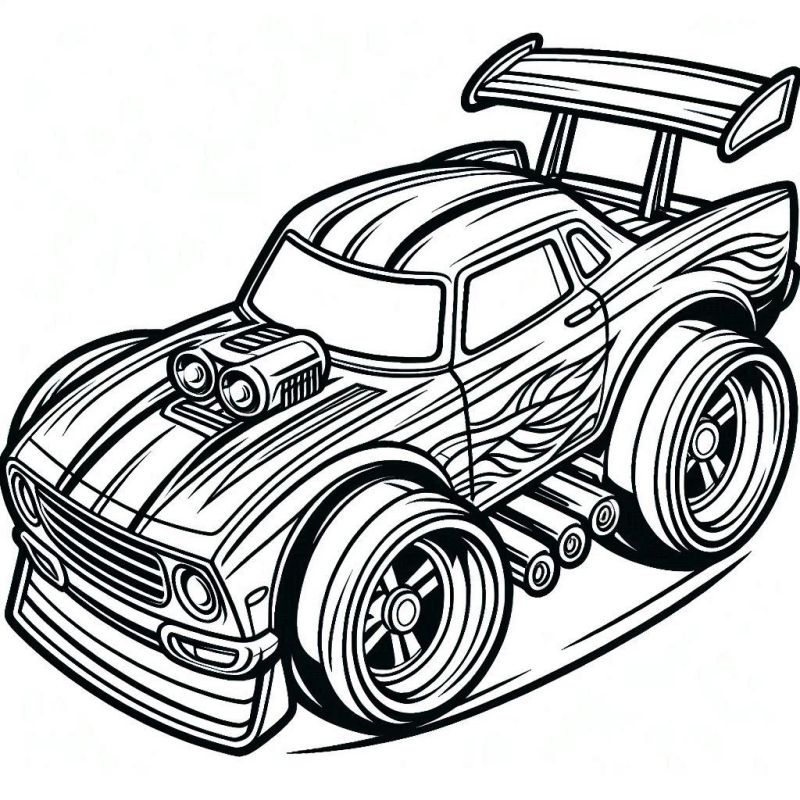 Desenho Exclusivo de Carro Hot Wheels para Colorir