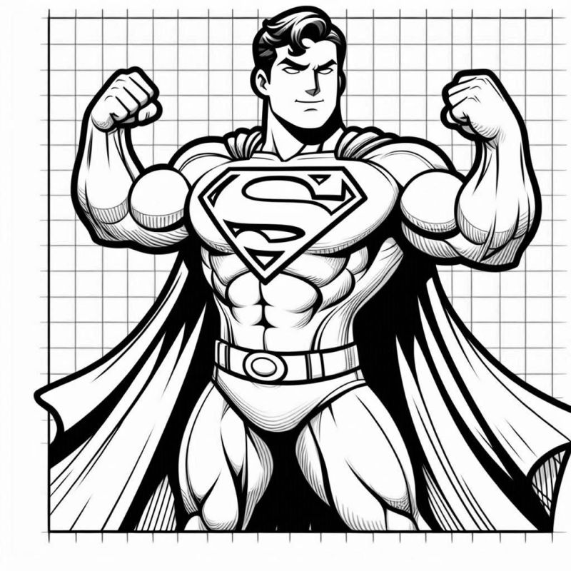 Superman: Ilustração Detalhada para Colorir e Imprimir