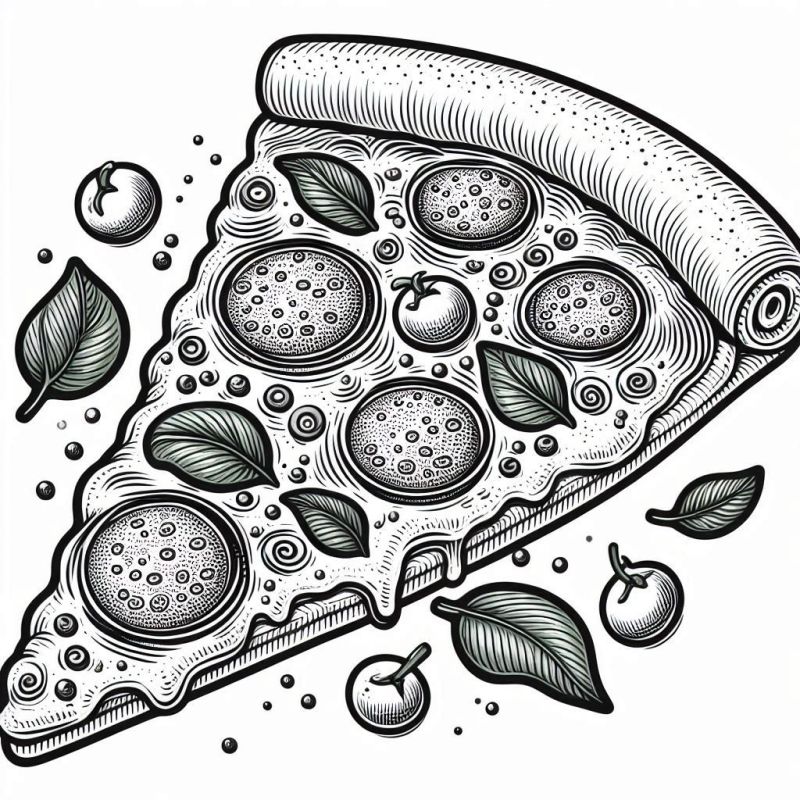 Desenho de Fatia de Pizza para Colorir