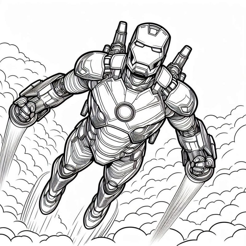 Desenho do Homem de Ferro Voando para Colorir