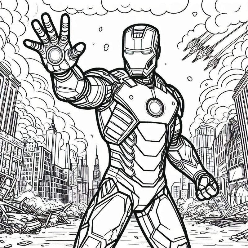 Desenho Dinâmico do Iron Man para Colorir