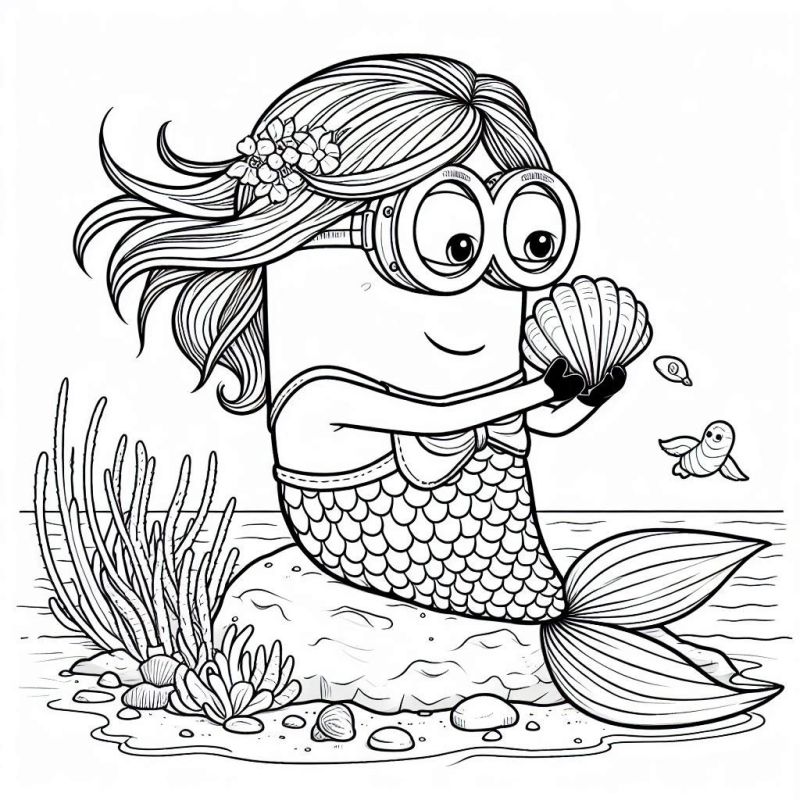 Desenho Mágico do Minion Sereia para Colorir