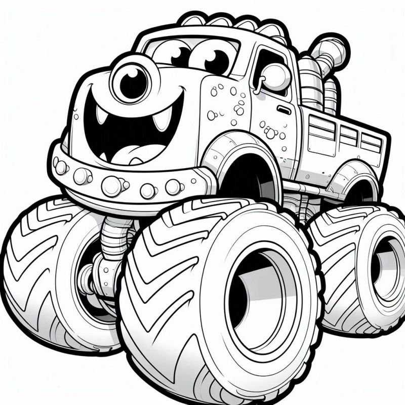 Desenho de Monster Truck Para Colorir - Divertido e Animado