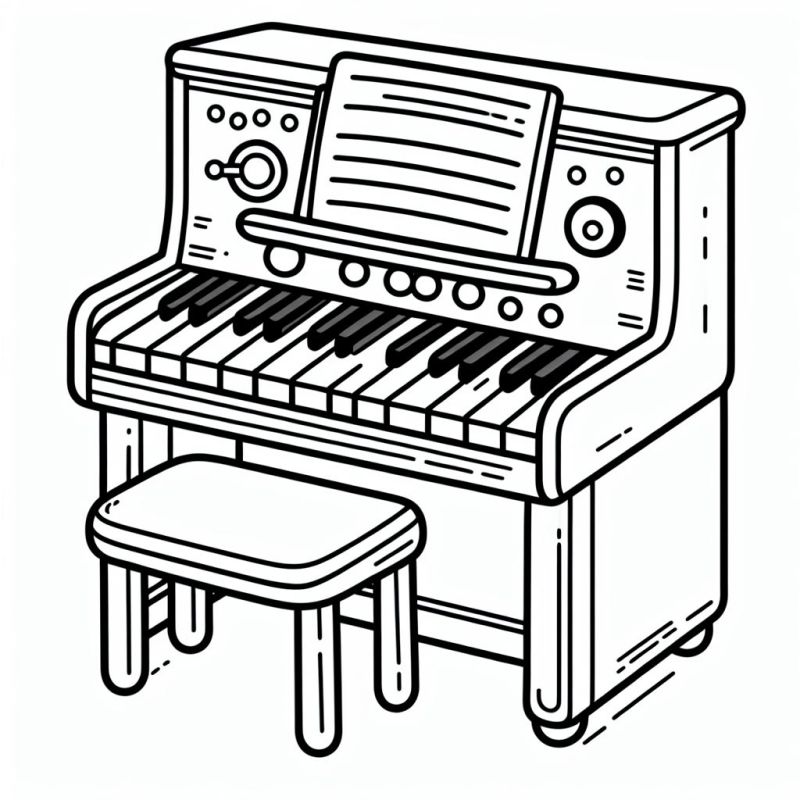 Desenho de Piano Elétrico para Colorir