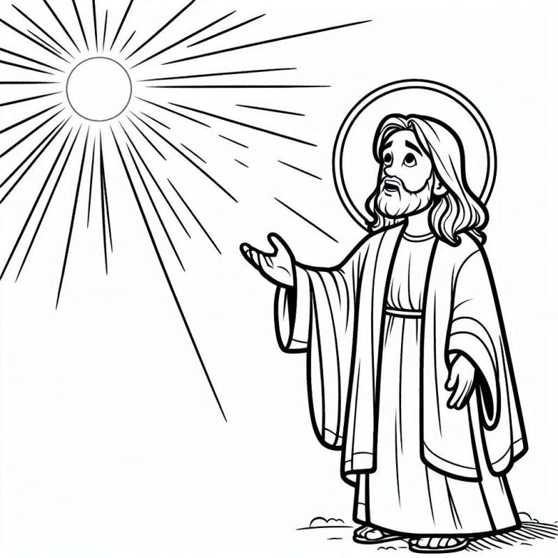 Desenho de Jesus com Luz Celestial para Colorir