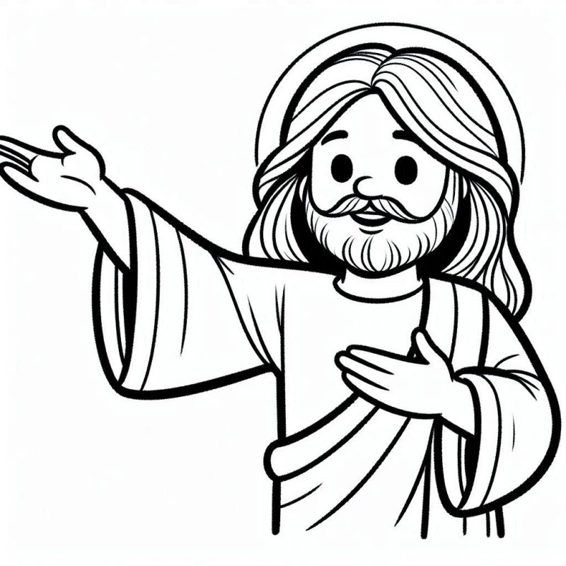 Desenho para colorir de Jesus com expressão serena e gesto de benção