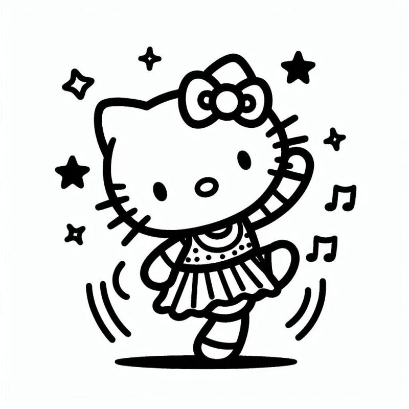 Desenho da Hello Kitty Bailarina para Colorir