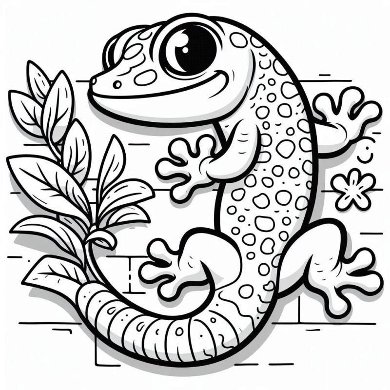 Desenho Detalhado de Lagarto Gecko para Colorir