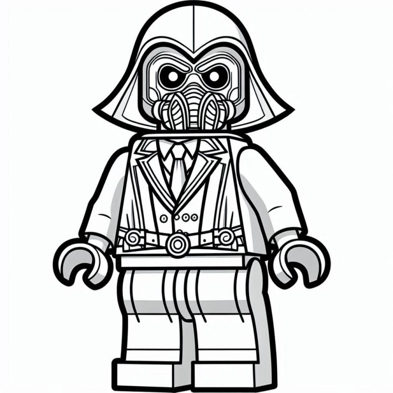 Desenho para colorir de personagem Lego com capacete futurista