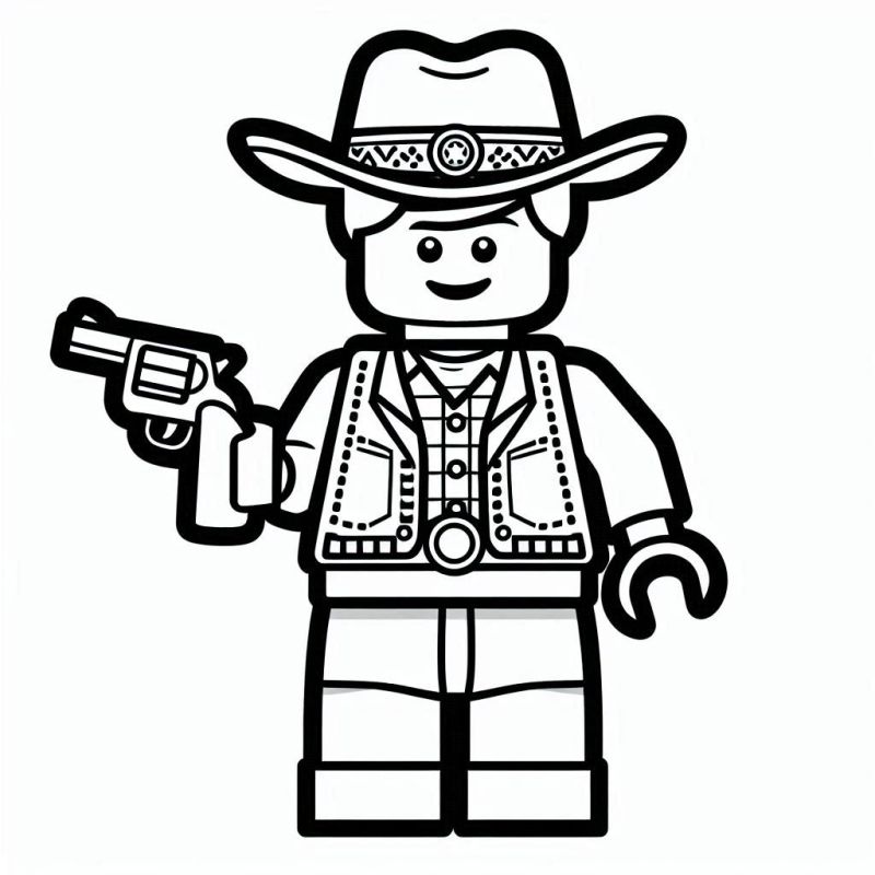 Desenho de personagem Lego cowboy para colorir