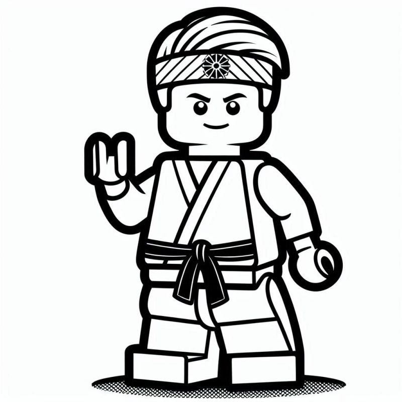 Desenho de Minifigura Lego Praticante de Artes Marciais para Colorir